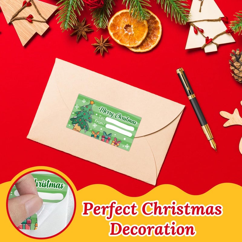 Xendelow 500 Pcs Christmas Wrapping Gift Tags, Merry Christmas Labels, Xmas Name Stickers, Xmas Tags for Gift Packages Decor, Santa Stickers for Gifts Bags, Winter Holiday Labels for Boys Girls 2.95 x 1.6 Inch - Image 3